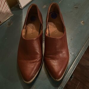 Cynthia Rowley, leather loafers. Dark rust/burgundy color.